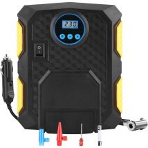 Compresseur d'Air Portatif 12V 150PSI - Gonfleur de Pneu pour Voiture - Rechargeable via Allume-Cigare - Écran LCD - LED - 3 Adaptateurs pour