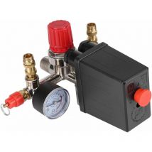 Memkey - Compresseur D'air Pressostat Vanne de Contrôle 90-120 psi avec Régulateurs Jauges Doubles, Max Tension 230V