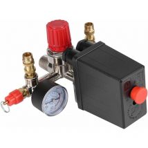 Compresseur D'air Pressostat Vanne de Contrôle 90-120 psi avec Régulateurs Jauges Doubles, Max Tension 230V