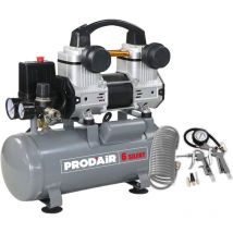 Compresseur silencieux + kit gonflage - 6L - 1,5HP - PRODAIR6SILENT
