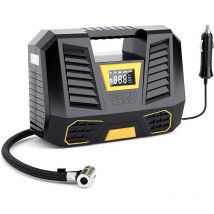 Compresseurs d'air portatifs Gonfleur de pneu de compresseur d'air, gonfleur de pneu de voiture portatif de pompe à pneu numérique avec 3 adaptateurs