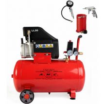 AMC - Compressore aria da 50 litri 1500W elettrico coassiale 2 Hp 8 Bar salvaspazio