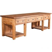 Compteur Country en bois massif de tilleul finition naturelle L300xPR90xH97 cm