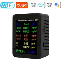 Compteur de qualité de l'air portable 9 en 1 PM2.5 PM10 CO CO2 TVOC HCHO AQI Testeur de température et d'humidité Écran couleur Détecteur de dioxyde