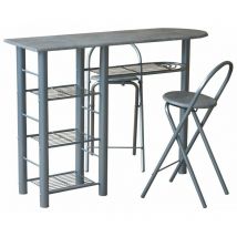 Lgvshopping - Banco Cucina e 2 Sgabelli Perth Silver Cemento