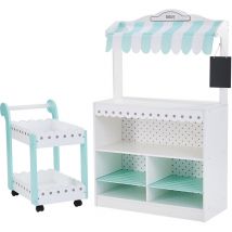 Teamson Kids - Comptoir à desserts boutique chariot marchande en bois Ma Boulangerie Blanc TD-13003A
