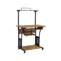 Yaheetech Computer Desk PC Table With Shelves, Rustic Brown
