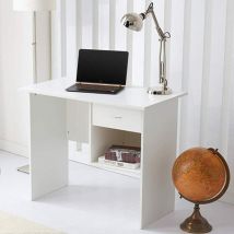 Raygar - Computer Desk with Drawer and Open Storage Space - White