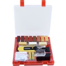 Kit réparation sols stratifiés – Marron – Fer à fondre, spatule, 11 barres de cire – CON:P