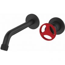 Industrial Style Concealed Basin Tap Black Red Handle