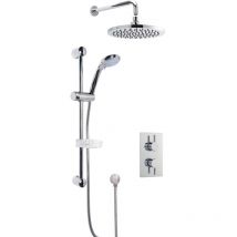Balterley - Concealed Round Twin Valve with Multi Function Slide Rail Kit, Arm & Head Shower Bundle - Chrome