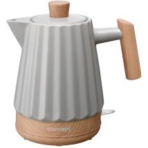 Concept - Hervidor Eléctrico de Cerámica, 1,5 l con Enchufe strix, 1500 w, Elemento Calefactor Oculto, Filtro de Sedimentos, Triple Protección, Base