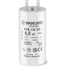Ducati Energia - Condensateur 5,5 uF pour Moteur de Volet Roulant Somfy Durée de Vie 10 000 Heures Condensateur Cylindrique Ducati
