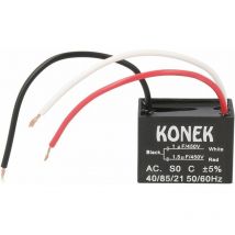Konek - Condensateur de moteur de ventilateur 1+1,5uf 450vac 3 fils Cmvd001