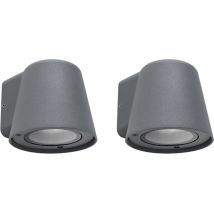 Cone - 2 Apliques de Pared Exterior de 1 Foco GU10 con IP44 de Color Negro