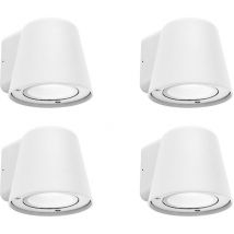 Cone - 4 Apliques de Pared Exterior de 1 Foco GU10 con IP44 de Color Blanco
