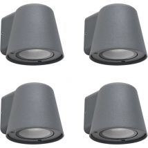Cone - 4 Apliques de Pared Exterior de 1 Foco GU10 con IP44 de Color Negro