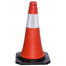 Cône de signalisation de base en caoutchouc 50 cm. réfléchissant