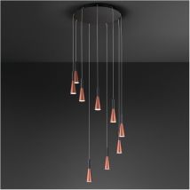 Cone Pendelleuchter Gold-Rosa Mattschwarz 9x7W 3000K Perenz