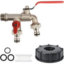 Conector de grifo de latón de 1/2", adaptador de grifo para tanque de 1000 l, grifo de recuperación de agua de lluvia para jardín, tanque