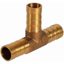 Ineasicer - Conector en t de latón para manguera de combustible de 3 vías de 10 mm para aire comprimido, aceite y gas