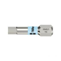 Wera - Conector para Tornillo - hexagonal femenino 1/4'', 25 mm largo, Acero Inoxidable con zona de torsión, lado e/planos : 2,0 mm