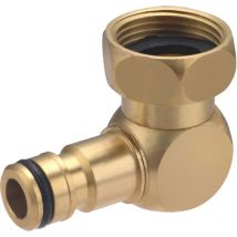 Aroz - Conector de Latón para Soporte de Manguera de Riego con Codo Hembra y Tuerca Giratoria (3/4) - Conexión Automática