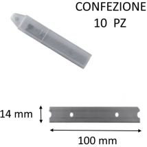 Lame in acciaio per raschietto togliaparati – Confezione da 10 pezzi – Lunghezza 100 mm – Altezza 14 mm – Gamma