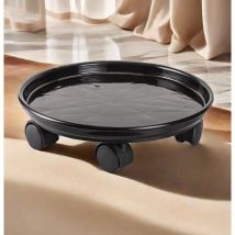 Confezione Da 1 Carrello Portavasi Rotondo Con Ruote Universali Per Piante Da Giardino E Fiori, 30 Cm (nero)