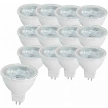 Confezione da 12 lampadine led MR16 GU5.3 da 5 w, equivalenti alla luce alogena MR16, bianco freddo 6000 k, 500 lumen, ca/cc 12 v non regolabile,
