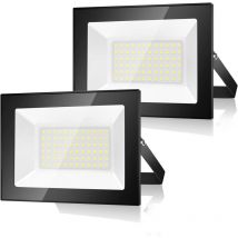 Proiettore led per esterno 2PC 50W 5000LM 6500K Faretto led per esterno IP66 Bianco freddo per patio, garage, giardino, terrazza, fabbrica