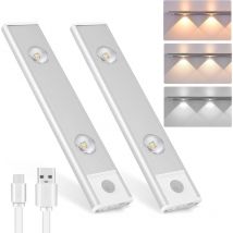Confezione da 2 luci led per armadio con sensore di movimento interno, luci led sotto il mobile, luce led dimmerabile per armadio, luci notturne led