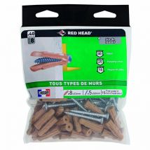 Confezione da 40 tasselli e viti ad espansione di forma o bloccaggio Grapex G8VSA40 Red Head