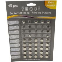 Confezione da 45 batterie a bottone alcaline