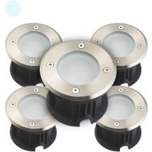 Confezione da 5 Faretti da Incasso a Pavimento Supporti Day White 6500K 2W AC220-240V Impermeabile IP67 Rotondo - Foratura 85mm
