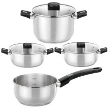Confezione Di Pentole Deelite Monix M240001/ Casseruola Ø14cm/ Pentole Ø24cm/ Padelle Ø20 - 24cm/ Acciaio Inox/ Sicuro Per Induzione