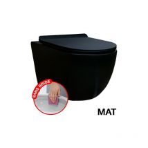 Coribi - Confort - Wc Noir Matt Suspendu Sans Bride Avec Fixations