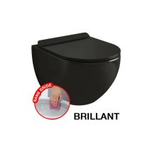 Coribi - confort - wc Noir Brillant suspendu sans bride avec fixations
