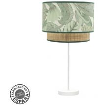 Fabrilamp - Congo Grande Lampe de Table 1xe27 Blanc/vert-naturel 64x30x30 cm