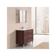 Tegler - Mueble de baño Ribera con lavabo y espejo. Se envía montado 90CM seno desplazado a izquierda Fresno Tea