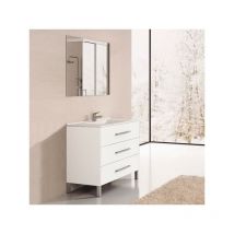 Mueble de baño Ribera con lavabo y espejo. Se envía montado 100CM Blanco Brillo