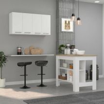 Conjunto Caledon de Cocina, Isla de Cocina + Módulo Superior de Pared