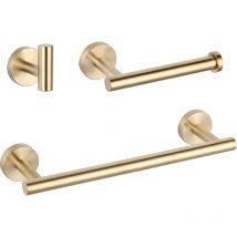 Accesorios de baño en dorado cepillado Toallero+ Percha+ Portarollos - Valaz