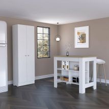 Conjunto Charlotte de Cocina, Isla de Cocina + Armario Multiusos