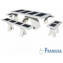 Framusa - conjunto comedor piedra rectangular jardin lumbery vulcano hielo