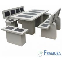 Framusa - conjunto comedor piedra rectangular jardin status vulcan beton