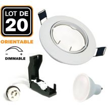 Europalamp - 20 focos empotrables orientables blancos con GU10 6 w Regulable Blanco neutro 4500 k