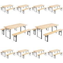 Mob Event Pro - 10 Mesas de cervecería plegables 177x80x76cm + 20 bancos de madera