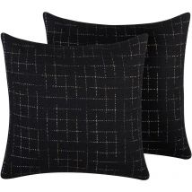 Conjunto de cojines decorativos negros con patrón de red cuadrada 45 x 45 cm decoración moderna minimalista geométrica Bellflower