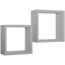 Ahd Amazing Home Design - Estantes cúbicos de pared conjunto de 2 pc mod. Ginevra Gris guijarro